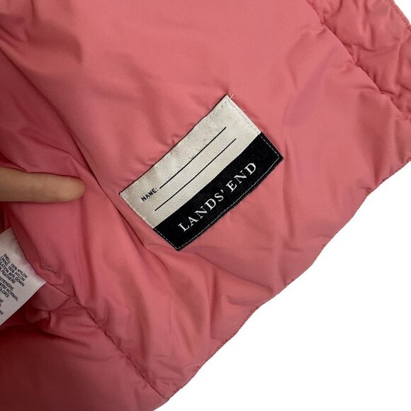 Lands' End pink puffer vest winter comfortable nylon feathers warm classic style - Picture 4 of 5